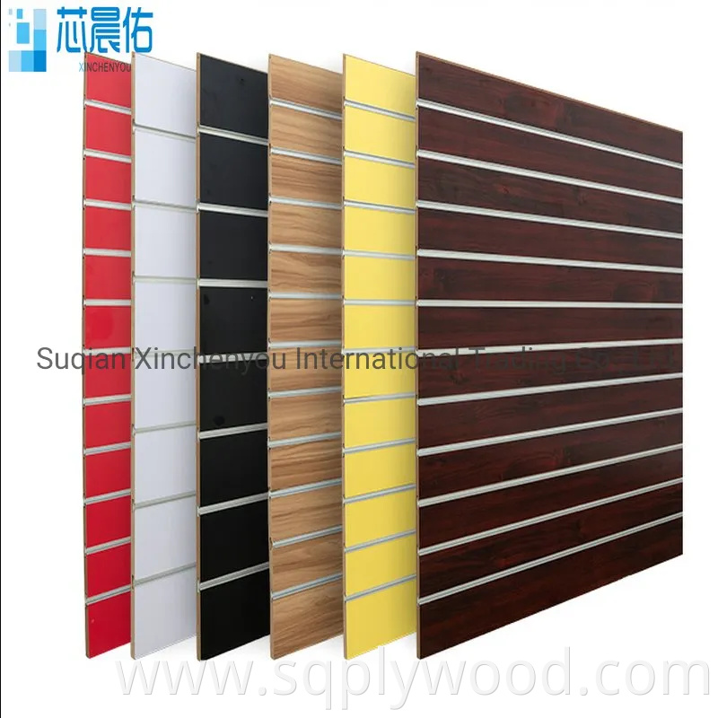 Factory Grooved MDF 18mm Melamine Slot MDF Panel with Aluminum Inserts/Slotted/Slot MDF